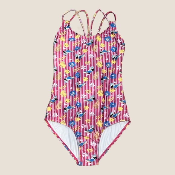 Parrot Print Girls Swimsuit. - Picture 1 of 3